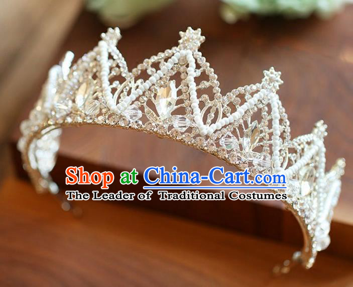 Chinese Traditional Hair Accessories Baroque Princess Hair Clasp Wedding Bride Palace Crystal Royal Crown for Women
