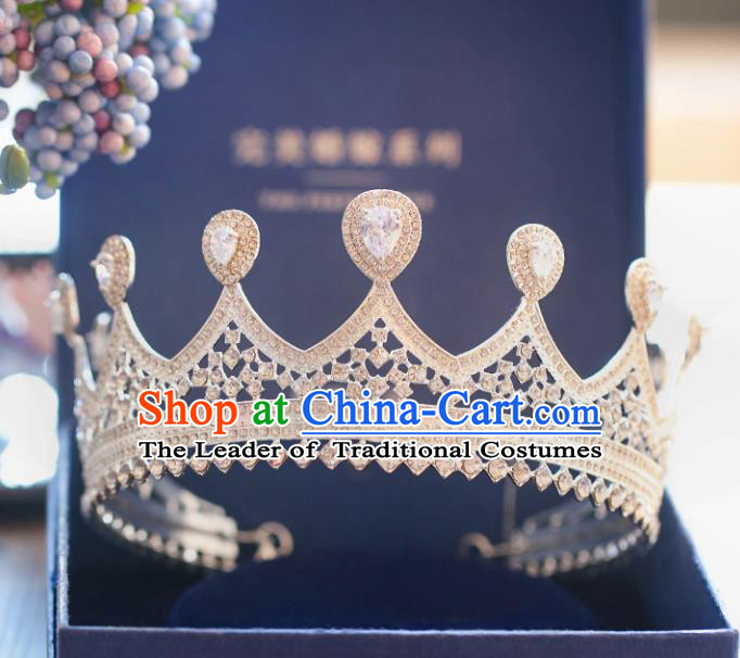 Chinese Traditional Wedding Hair Accessories Baroque Princess Hair Clasp Bride Palace Zircon Royal Crown for Women