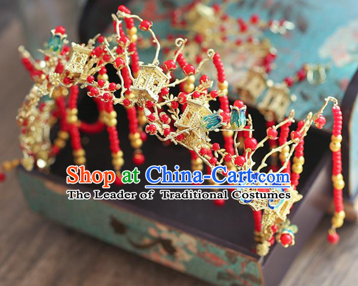 Chinese Traditional Bride Hair Accessories Xiuhe Suit Step Shake Wedding Hairpins Phoenix Coronet for Women