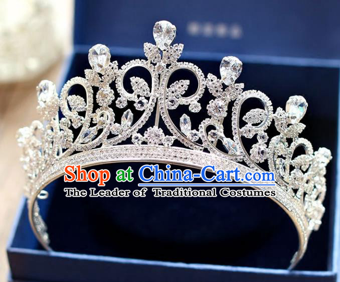 Chinese Traditional Wedding Hair Accessories Baroque Princess Hair Clasp Bride Crystal Royal Crown for Women