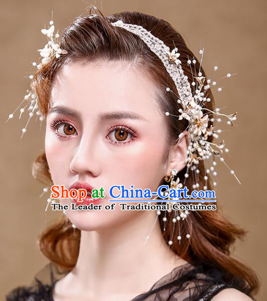 Chinese Traditional Bride Hair Accessories Baroque Princess Wedding Lace Headband Hair Clasp for Women