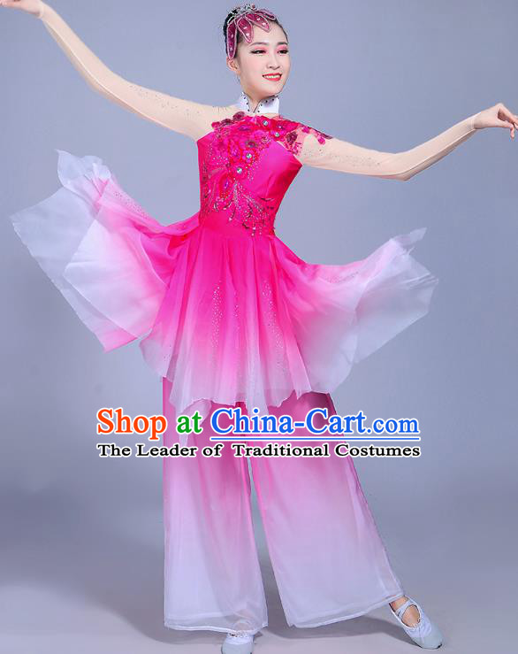 Traditional Chinese Classical Umbrella Dance Costume, China Yangko Folk Dance Yangge Clothing for Women
