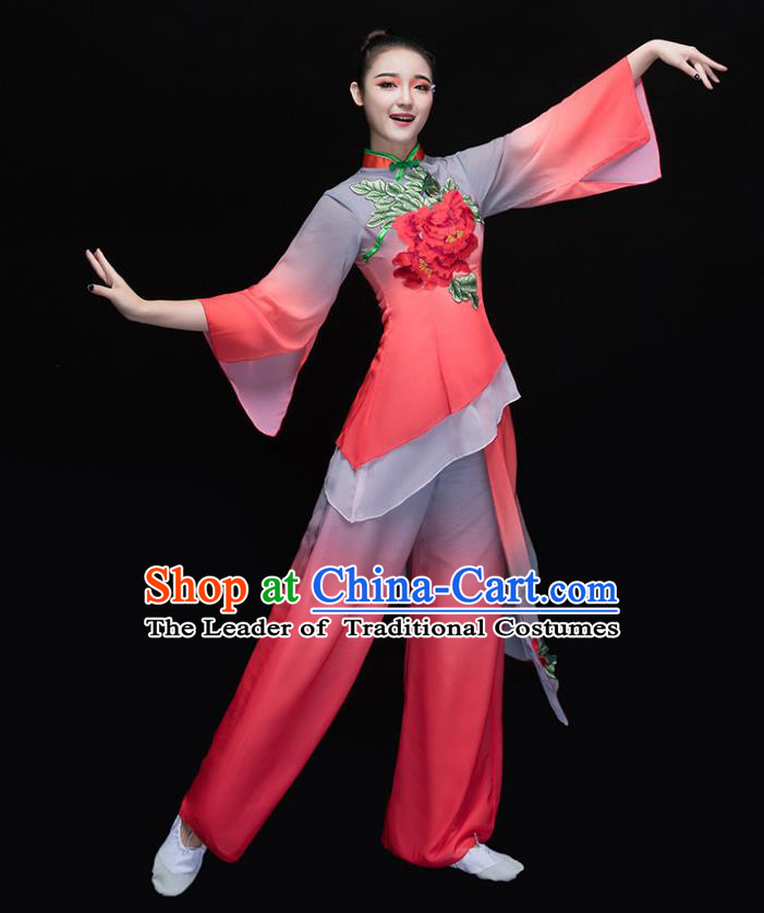 Traditional Chinese Yangge Fan Dancing Costume Modern Dance Dress Clothing