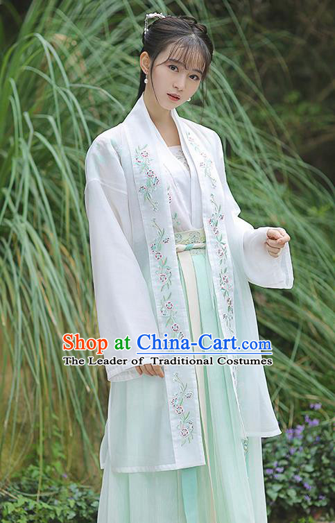 Traditional Chinese Ming Dynasty Young Lady Hanfu Embroidered Costume for Women