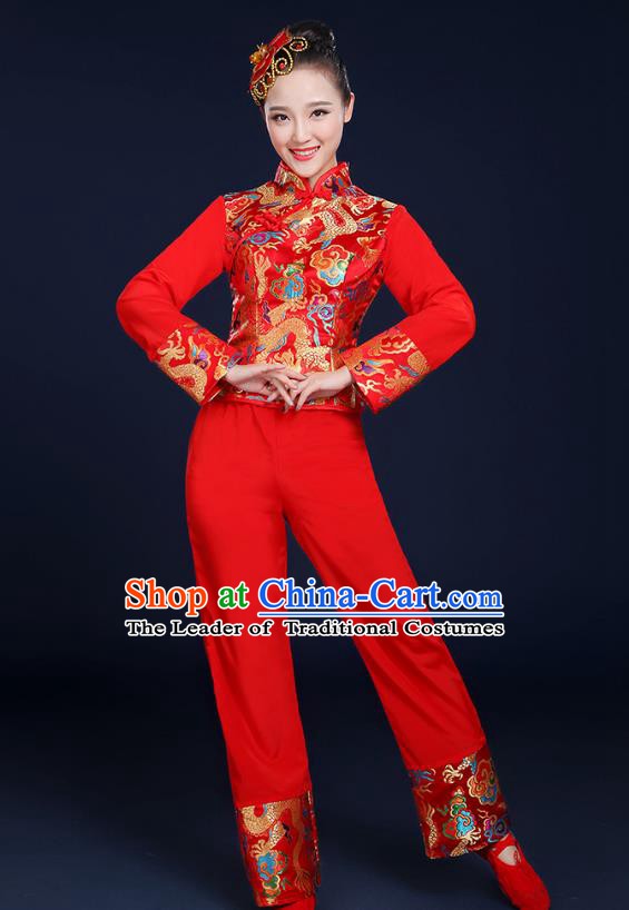 Traditional Chinese Yangge Fan Dancing Costume Classical Dance Modern Dance Dress Clothing