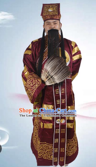 Chinese Beijing Opera Priest Frock Costume, China Peking Opera Zhuge Liang Clothing