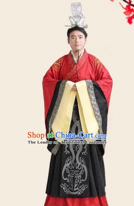 Traditional Chinese Han Dynasty Minister Wedding Costume, China Ancient Bridegroom Embroidered Hanfu Clothing for Men