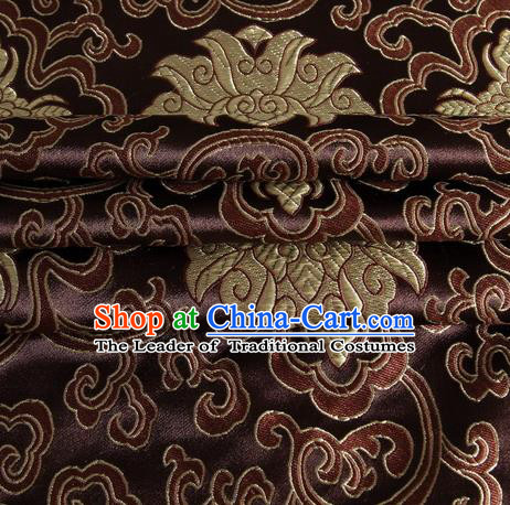 Chinese Royal Palace Traditional Costume Rich Pattern Coffee Satin Brocade Fabric, Chinese Ancient Clothing Drapery Hanfu Cheongsam Material