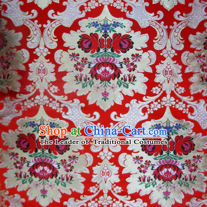 Chinese Traditional Costume Royal Palace Lotus Pattern Satin Nanjing Brocade Fabric, Chinese Ancient Clothing Drapery Hanfu Cheongsam Material