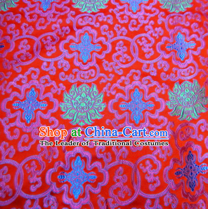 Chinese Traditional Costume Royal Palace Rich Pattern Satin Red Brocade Fabric, Chinese Ancient Clothing Drapery Hanfu Cheongsam Material