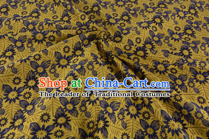 Chinese Traditional Costume Royal Palace Jacquard Weave Yellow Fabric, Chinese Ancient Clothing Drapery Hanfu Cheongsam Material