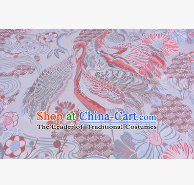 Chinese Traditional Costume Royal Palace Jacquard Weave Crane Brocade Fabric, Chinese Ancient Clothing Drapery Hanfu Cheongsam Material