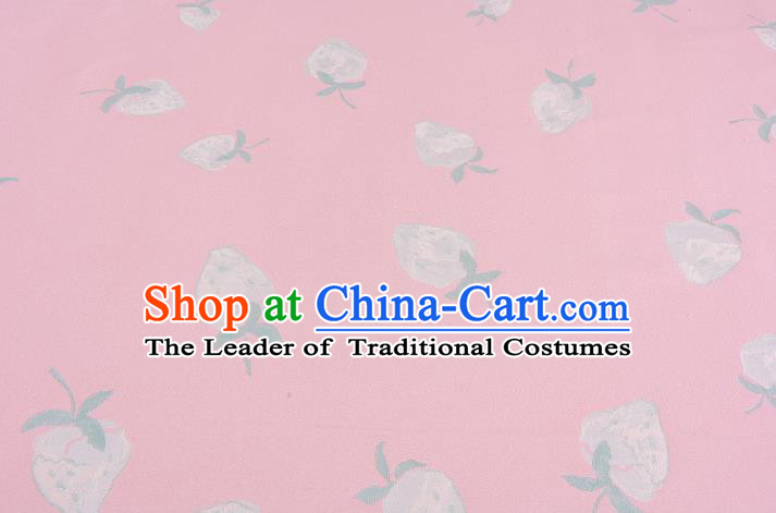 Chinese Traditional Costume Royal Palace Strawberry Pattern Pink Brocade Fabric, Chinese Ancient Clothing Drapery Hanfu Cheongsam Material