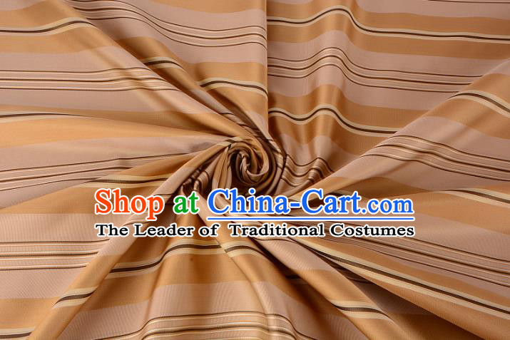 Chinese Traditional Costume Royal Palace Stripe Pattern Golden Silk Brocade Fabric, Chinese Ancient Clothing Drapery Hanfu Cheongsam Material
