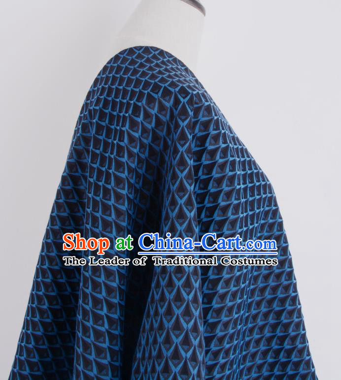 Chinese Traditional Costume Royal Palace Printing Blue Brocade Fabric, Chinese Ancient Clothing Drapery Hanfu Cheongsam Material