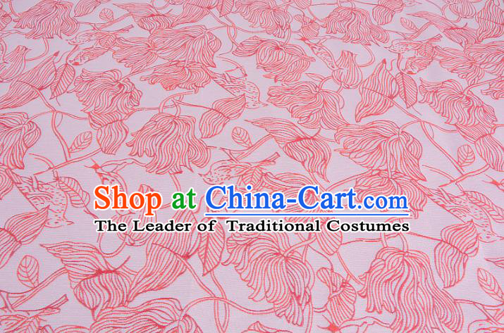 Chinese Traditional Costume Royal Palace Flowers Pattern Pink Brocade Fabric, Chinese Ancient Clothing Drapery Hanfu Cheongsam Material