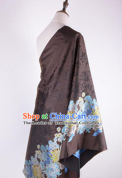 Chinese Traditional Costume Royal Palace Pattern Brown Brocade Fabric, Chinese Ancient Clothing Drapery Hanfu Cheongsam Material