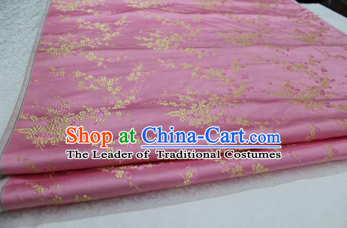 Chinese Traditional Royal Palace Wintersweet Pattern Cheongsam Pink Brocade Fabric, Chinese Ancient Emperor Costume Drapery Hanfu Tang Suit Material