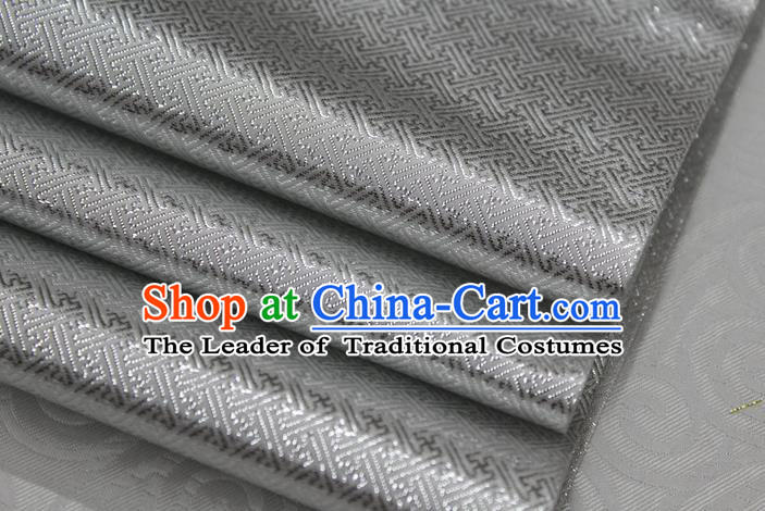 Chinese Traditional Royal Palace Pattern Mongolian Robe Grey Brocade Fabric, Chinese Ancient Emperor Costume Drapery Hanfu Tang Suit Material