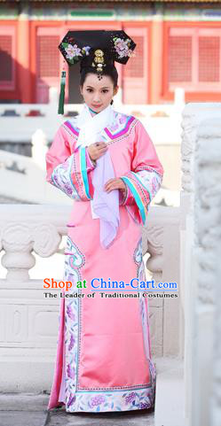 Traditional Ancient Chinese Imperial Consort Costume, Elegant Manchu Clothing Chinese Qing Dynasty Imperial Emperess Embroidered Clothing for Women