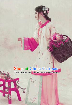 Traditional Ancient Chinese Qing Dynasty Costume, Chinese Republic of China Young Lady Dress Hanfu Clothing for Women