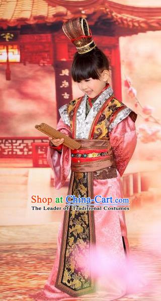 Traditional Ancient Chinese Royal Highness Children Costume, Children Elegant Hanfu Dress Chinese Tang Dynasty Imperial Prince Clothing for Kids