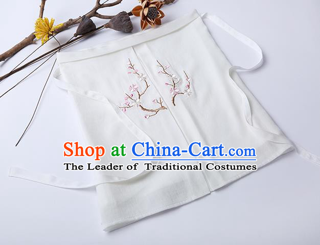 Traditional Ancient Chinese Costume Chest Wrap, Elegant Hanfu Boob Tube Top Clothing Chinese Song Dynasty Embroidery Plum Blossom White Condole Belt for Women
