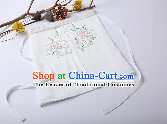 Traditional Ancient Chinese Costume Chest Wrap, Elegant Hanfu Boob Tube Top Clothing Chinese Song Dynasty Embroidery Lotus White Condole Belt for Women