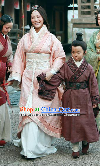 Traditional Ancient Chinese Imperial Consort Costume, Elegant Hanfu Orphrey Dress Chinese Qin Dynasty Imperial Concubine Embroidered Clothing for Women