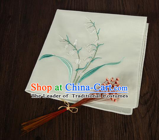 Traditional Ancient Chinese Palace Embroidered Keiskei Beige Handkerchief for Women