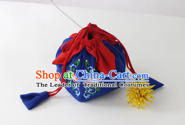 Traditional Ancient Chinese Embroidered Handbags Embroidered Lotus Navy Bag for Women