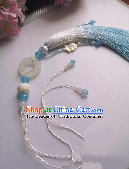 Traditional Chinese Handmade Ancient Hanfu Jade Wearing Agate Pendant Sword Tassel for Men