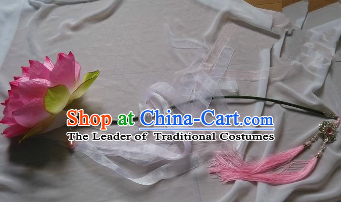 Traditional Chinese Handmade Ancient Hanfu Lotus Props for Women