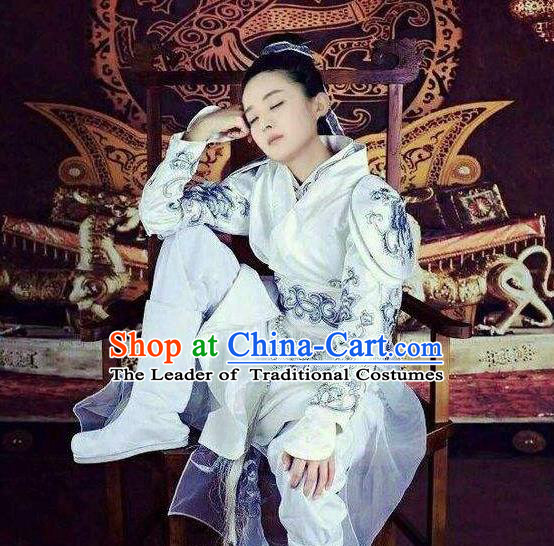 Traditional Ancient Chinese Imperial Bodyguard Costume, Elegant Hanfu Swordswoman Robe, Chinese Swordsman Cosplay Embroidered Clothing for Women
