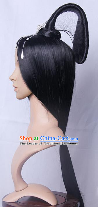 Traditional Handmade Ancient Chinese Han Dynasty Princess Wig, Ancient Chinese Palace Empress Wig for Women
