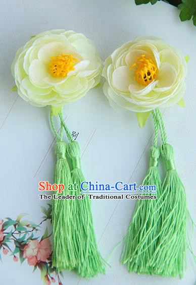 Traditional Handmade Chinese Ancient Princess Classical Hanfu Accessories Jewellery Silk Flowers Tassel Hair Step Shake Hair Claws, Tassel Hair Fascinators Hairpins for Women