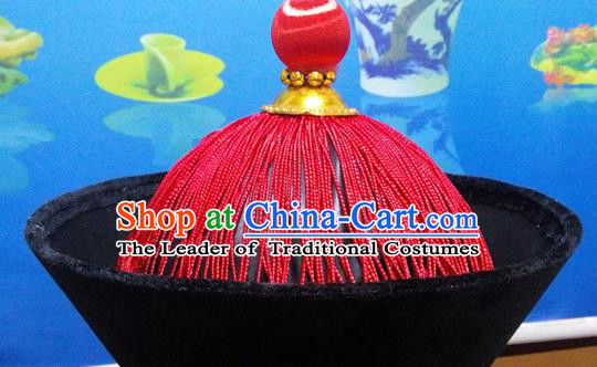 Traditional Chinese Ancient Costume Qing Dynasty Manchu Imperial Minister Headdress Qing Dynasty Officials Hat for Men