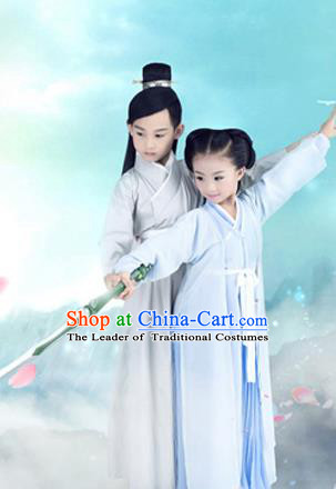 Traditional Chinese Ancient Costumes Ancient Chinese Cosplay Swordsman Knight Costume Complete Set for Boys and Girls