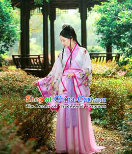 Traditional Ancient Chinese Imperial Emperess Costume, Chinese Han Dynasty Princess Young Lady Chiffon Dress, Cosplay Chinese Peri Concubine Hanfu Clothing for Women