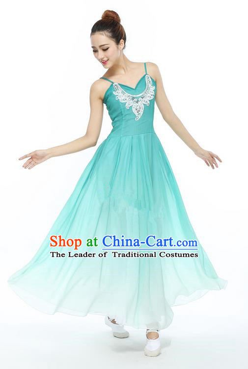 Traditional Modern Dancing Compere Costume, Women Opening Classic Chorus Singing Group Dance Dress, Modern Dance Classic Ballet Dance Blue Crystal Dress for Women