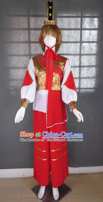Traditional Chinese Yangge Fan Dancing Costume, Folk Dance Yangko Uniforms, Classic Hua Mulan General Dance Elegant Dress Drum Dance Clothing for Women