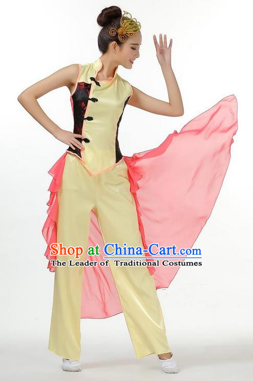 Traditional Chinese Yangge Fan Dancing Costume, Folk Dance Yangko Blouse and Pants Uniforms, Classic Umbrella Jasmine Flower Dance Elegant Dress Drum Dance Clothing for Women