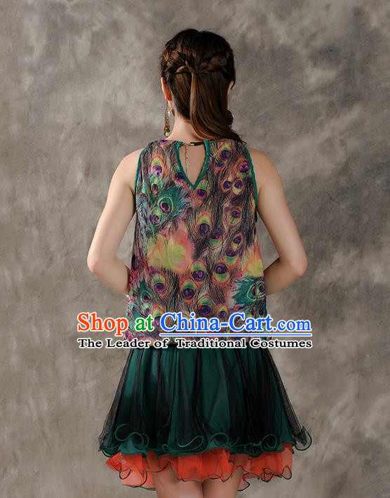Traditional Ancient Chinese National Costume, Elegant Hanfu Halter Camisole, China Tang Suit Chiffon Waistcoat Cheongsam Upper Outer Garment Clothing for Women