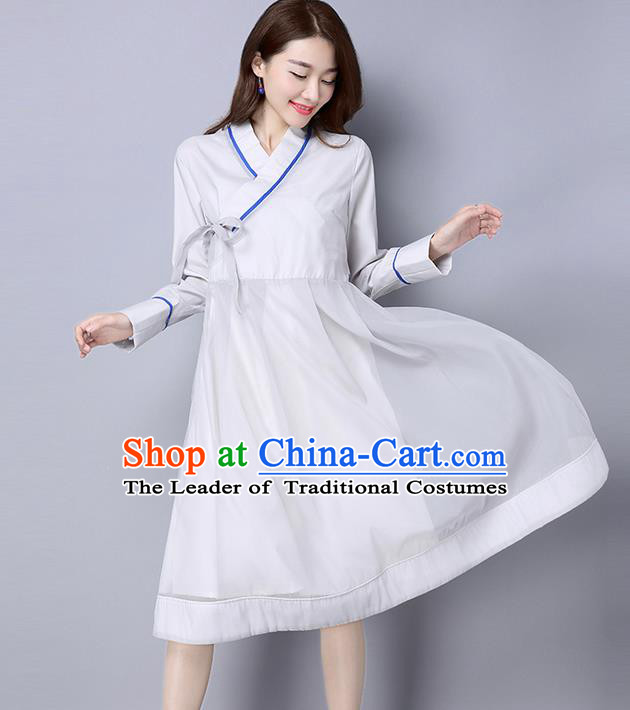 Traditional Ancient Chinese National Costume, Elegant Hanfu Slant Opening Dress, China Tang Suit Cheongsam Dress Upper Outer Garment Dress Clothing for Women