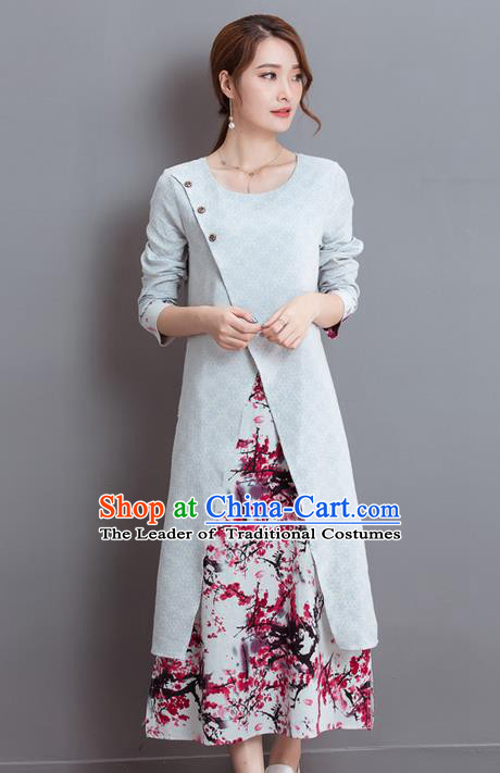 Traditional Ancient Chinese National Costume, Elegant Hanfu Round Collar Qipao Dress, China Tang Suit Cheongsam Upper Outer Garment Elegant Dress Clothing for Women