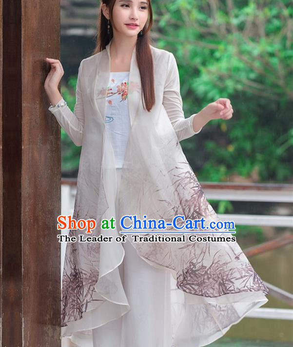 Traditional Ancient Chinese National Costume, Elegant Hanfu Cardigan Coat, China Tang Suit Plated Buttons Ink Painting Cape, Upper Outer Garment Dust Coat Cloak Clothing for Women