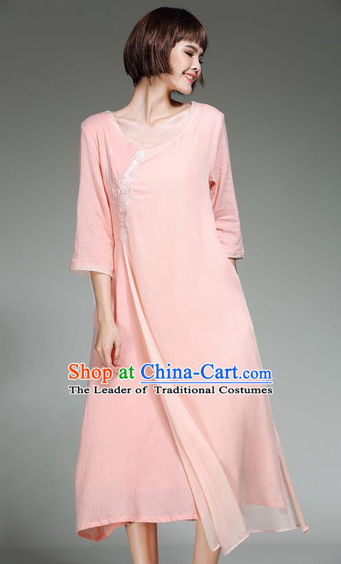 Traditional Ancient Chinese Costume, Elegant Hanfu Clothing Pink Dress, China Tang Suit Long Dress for Women