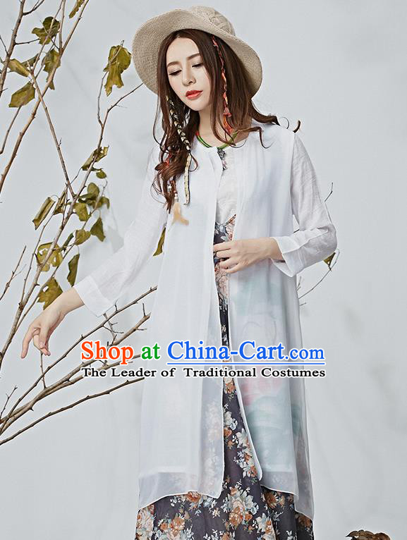 Traditional Ancient Chinese National Costume, Elegant Hanfu White Cardigan, China Tang Suit Cape, Upper Outer Garment Dust Coat Cloak Clothing for Women