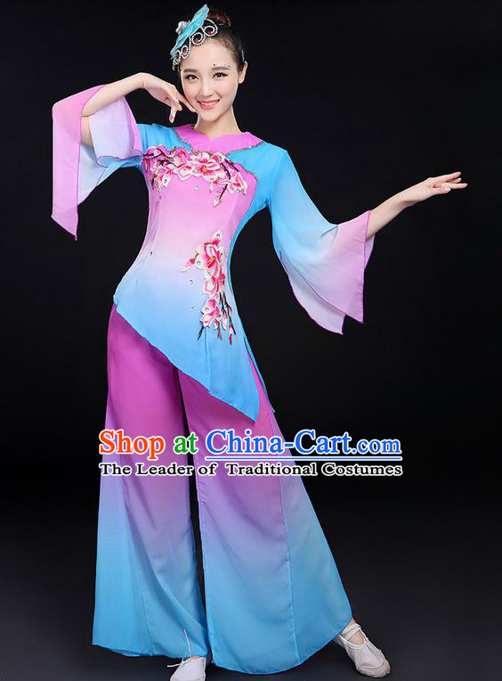 Traditional Chinese Yangge Fan Dancing Costume, Folk Dance Yangko Umbrella Dance Uniforms, Classic Dance Elegant Dress Drum Dance Red Clothing for Women