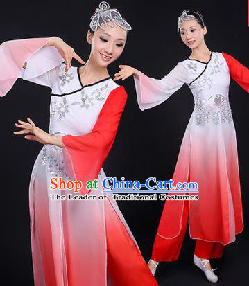 Traditional Chinese Yangge Fan Dancing Costume, Folk Dance Yangko Mandarin Sleeve Paillette Uniforms, Classic Dance Elegant Dress Drum Dance Paillette Pink Clothing for Women